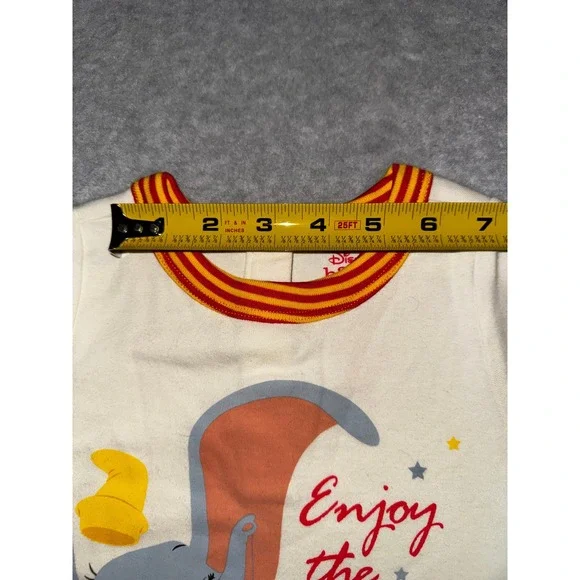 Disney Dumbo Circus Bodysuit 18-24M Cream New Striped Trim One Piece - Picture 6 of 8